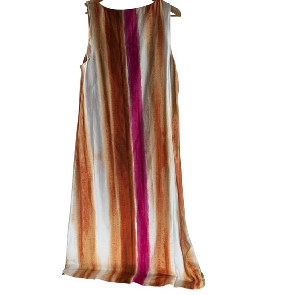 Alfani Womens Hilow Maxi Dress Coral Geometric Stripes Sleeveless L NWT - Picture 4 of 7